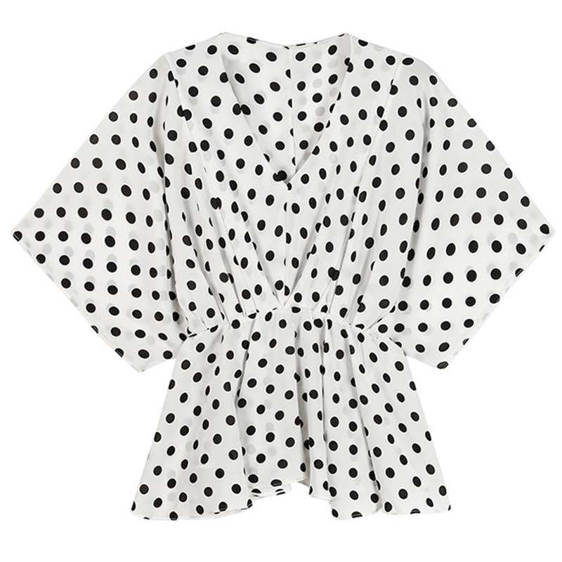 Casual Flounce Polka Dots Shirts & Tops