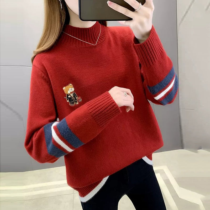 Women Shift Cute Long Sleeve Half Turtleneck Sweater