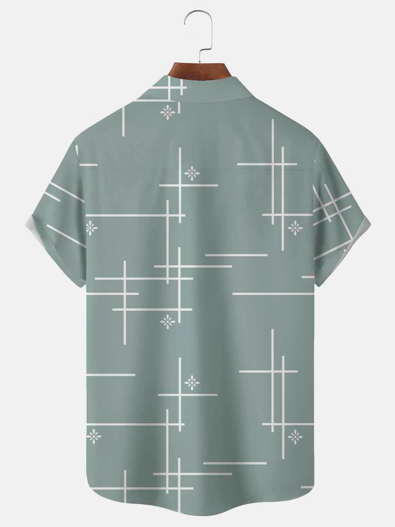 50's Mid Century Geometric Men's Hawaiian Shirts Stretch Plus Size Aloha Camp Button Shirts