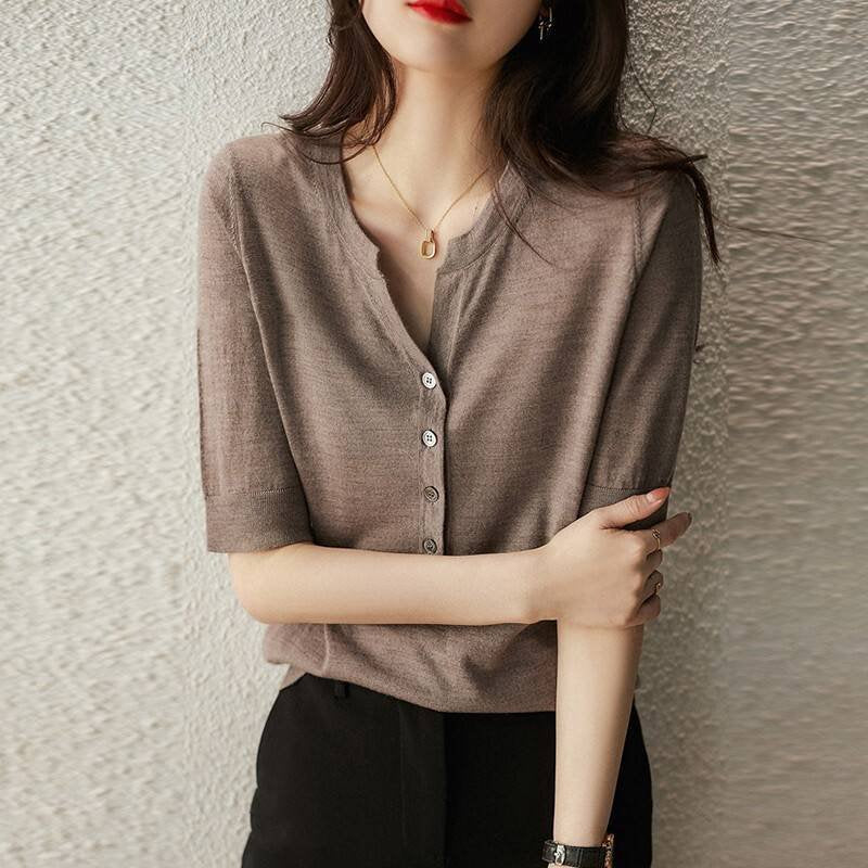 Casual Knitted Half Sleeve Shirts & Tops