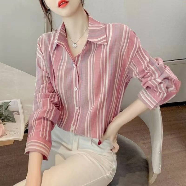 Long Sleeve Striped Casual Shirts & Tops
