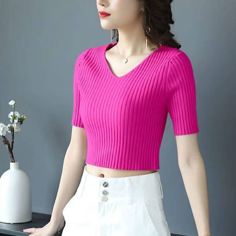 Knitted Sheath Sexy Shirts & Tops
