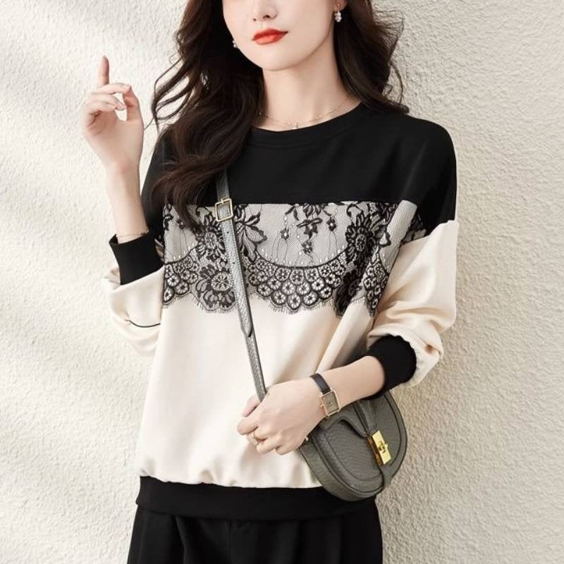 Black Cotton-Blend Long Sleeve Sweatshirt