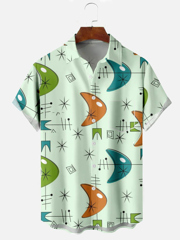 Alohadaddy Abstract Printing Green Cotton-Blend Casual Plus Size Shirts