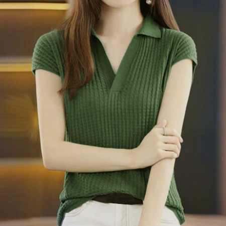 Short Sleeve Knitted Casual Shirts & Tops