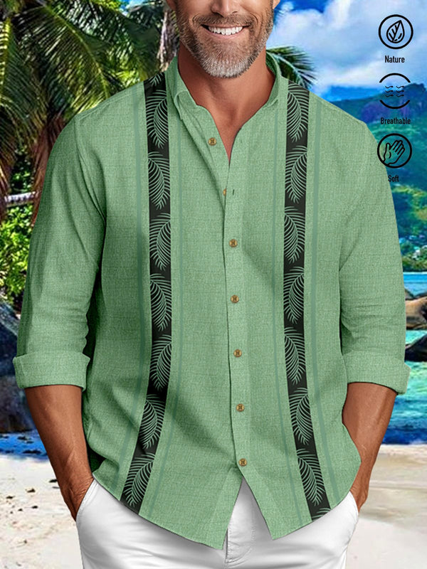 Guayabera Casual Men's Vacation Big and Tall Long Sleeve Shirt