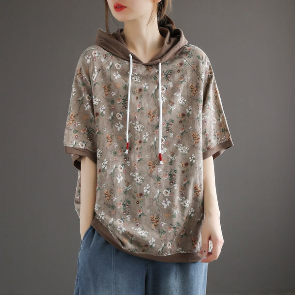 Floral Cotton-Blend Short Sleeve Shirts & Tops