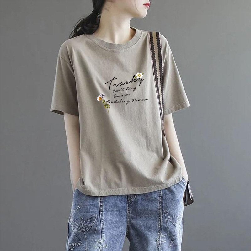 Cotton-Blend Short Sleeve Shirts & Tops