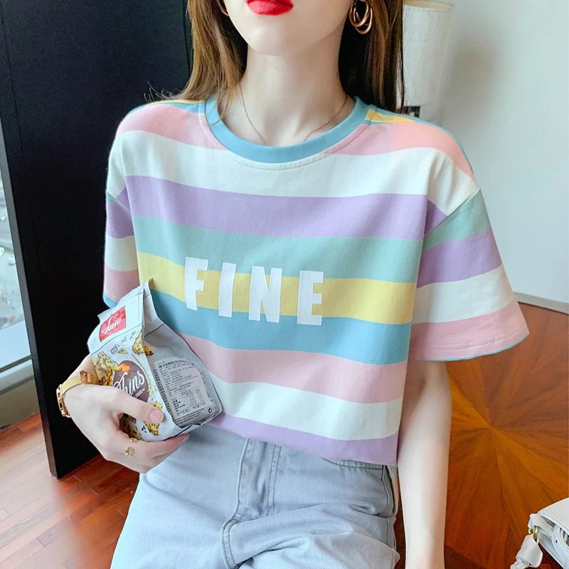 Vitality Color Striped Short-Sleeved T-shirt