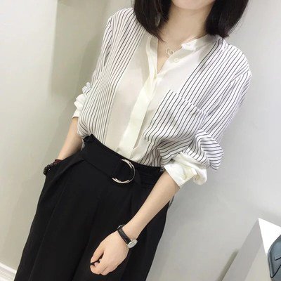 Stripe Long Sleeve Paneled Shirts & Tops