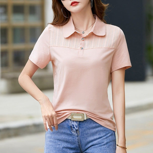 Casual Short Sleeve Cotton-Blend Shirts & Tops