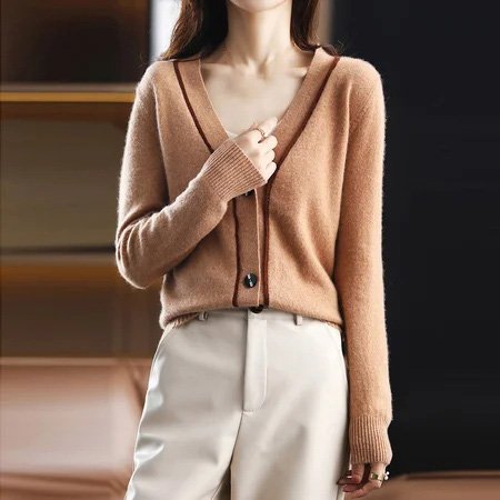 Cotton-Blend Knitted Long Sleeve Casual Outerwear