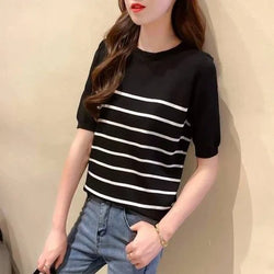 Short Sleeve Casual Striped Shirts & Tops