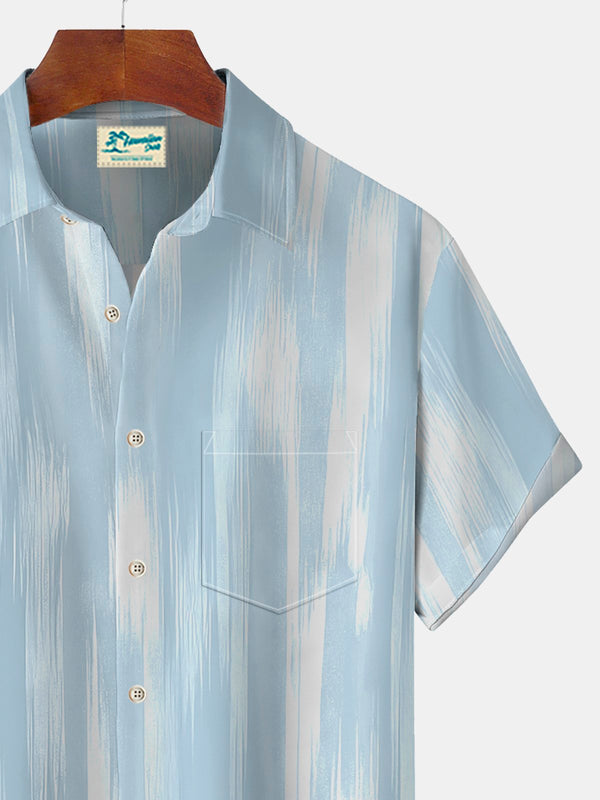 Ombre Tie Dye Print Beach Men's Hawaiian Oversized Shirt with Pockets