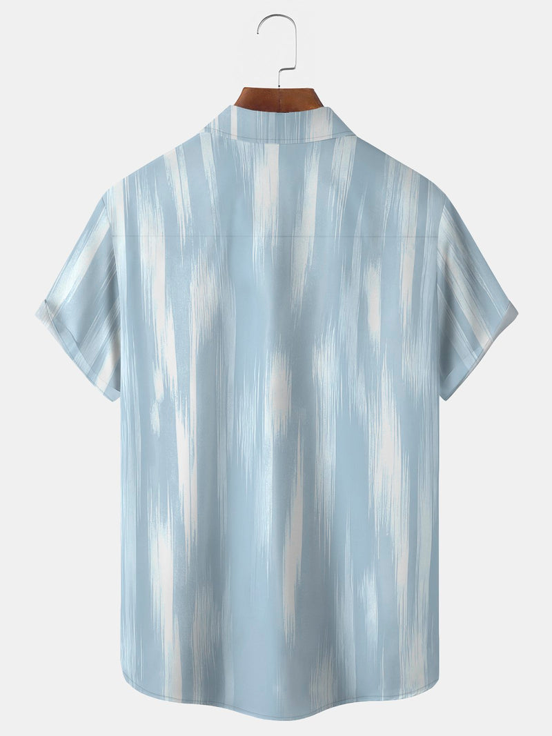 Ombre Tie Dye Print Beach Men's Hawaiian Oversized Shirt with Pockets