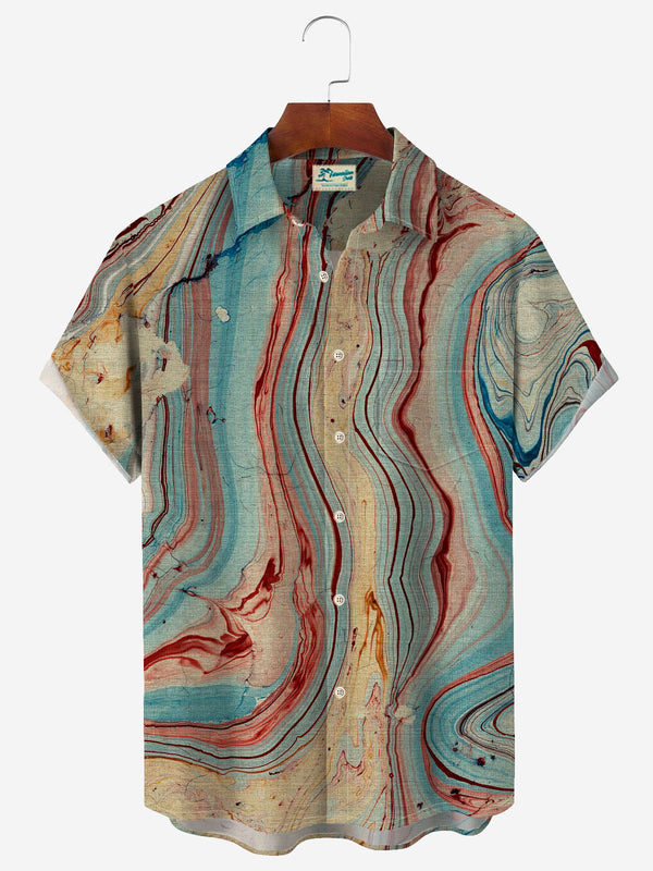 Gradient Textured Print Men's Button Pocket Shirt