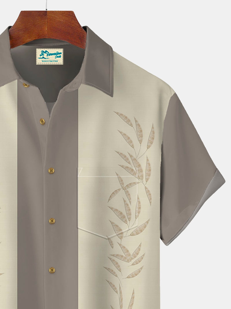 Vintage Bowling Print Beach Men's Hawaiian Oversized Short Sleeve Shirt with Pockets