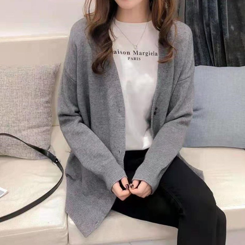 Cotton-Blend Shift Casual Long Sleeve Sweater