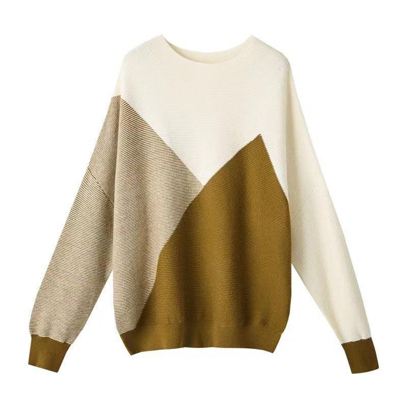 Camel Knitted Shift Long Sleeve Sweater