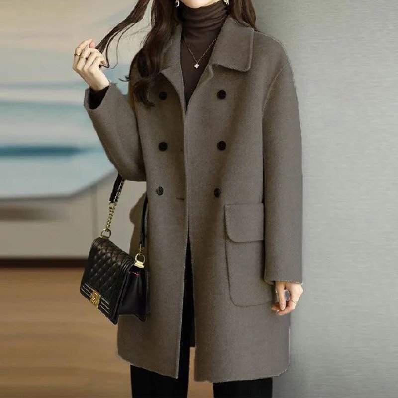 Buttoned Long Sleeve Casual Plain Outerwear