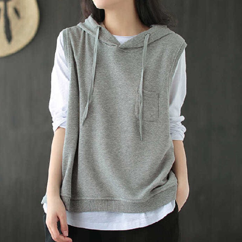 Sleeveless Cotton-Blend Casual Vests