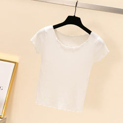 Women Short Sleeve Sheath Solid Casual Knitted Shirts & Tops