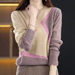 Geometric Long Sleeve Casual Knitted Sweater