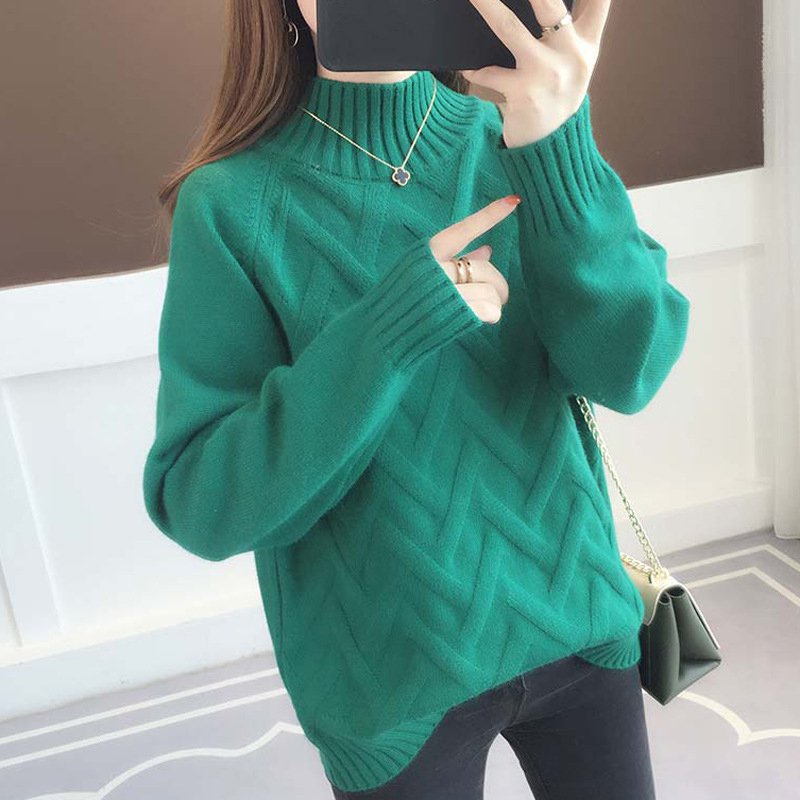 Plain Long Sleeve Knitted Casual Sweater