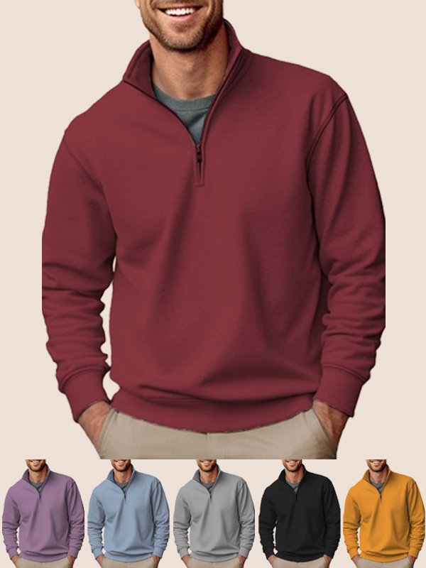 Basic Half-zip Stand Collar Sweatshirts Stretch Pullover Basic Sweatshirts