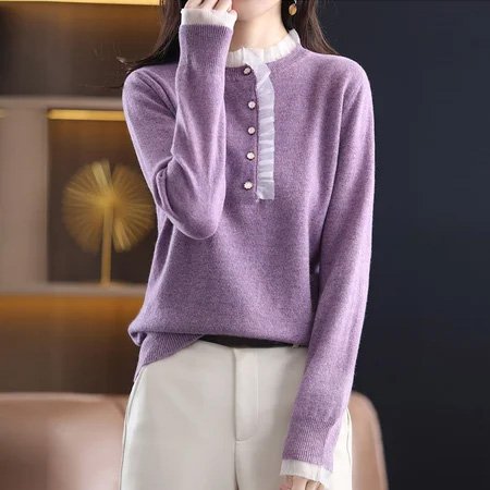 Long Sleeve Casual Shift Paneled Sweater