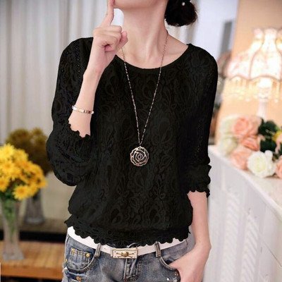 Lace Casual Long Sleeve Shirts & Tops