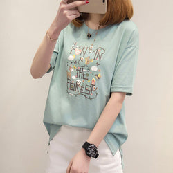 Printed Short Sleeve Letter Casual Shirts & Tops