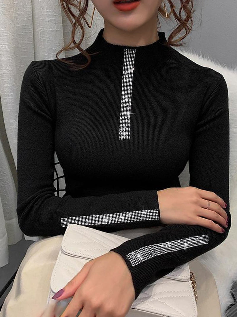 Long sleeve Plain Elegant Tight Sweater
