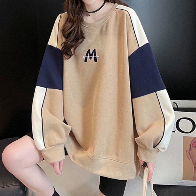 Cotton-Blend Letter Printed Casual Sweatshirt