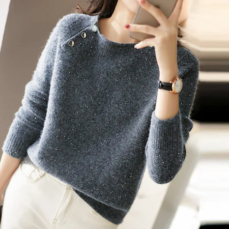 Shift Cotton-Blend Long Sleeve Buttoned Sweater