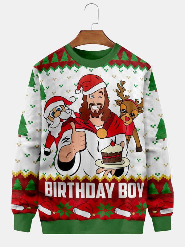Men's Christmas round neck printed long-sleeved sweatshirt
